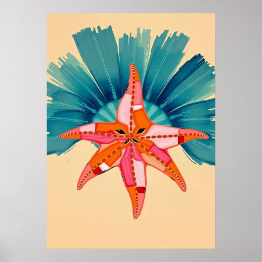 Poster Étoile de mer radieuse Art côtier (Devant)