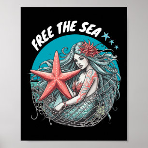 Poster Étoile de mer sirène Mer Nature Environnementale P