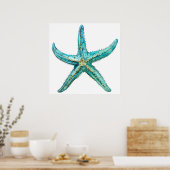 Poster Étoile de mer turquoise 24 x 24 (Cuisine)