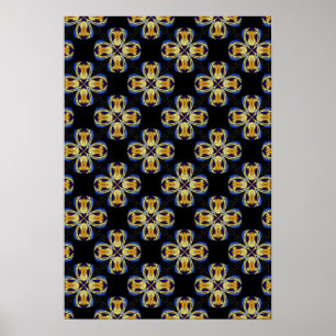 Poster étoile d'or bleu motif sans fin