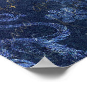 Poster étoile d'or céleste bleu floral fané (Coin)