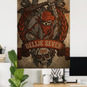 Poster Étoile rouge de Belgrade Delije Sever 1989 (Bureau à domicile)