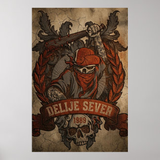 Poster Étoile rouge de Belgrade Delije Sever 1989