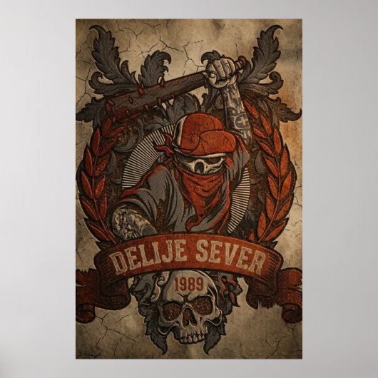 Poster Étoile rouge de Belgrade Delije Sever 1989 (Devant)