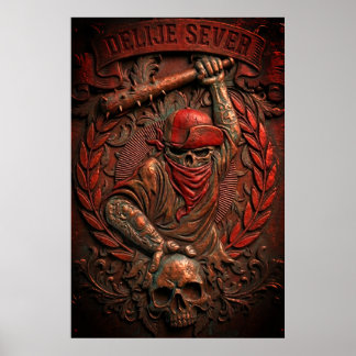 Poster Étoilé Rouge de Belgrade Ultras Hooligan en relief