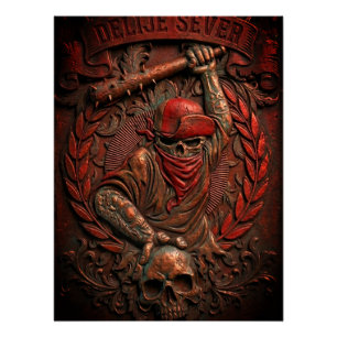 Poster Étoile Rouge de Belgrade Ultras Hooligan en relief