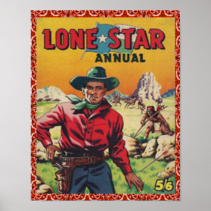 Poster Étoile solite vintage Western Cowboy