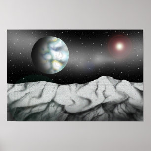 Poster Étoiles au-delà des falaises rocheuses.