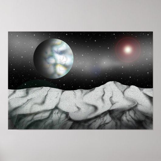 Poster Étoiles au-delà des falaises rocheuses. (Devant)