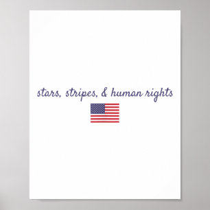 Poster Étoiles Bandes Et Droits De L'Homme 4 Juillet Soci