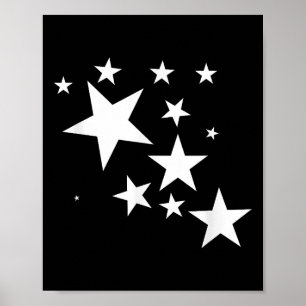 Poster Étoiles Blanches Star-Motif-Design Costume cadeau