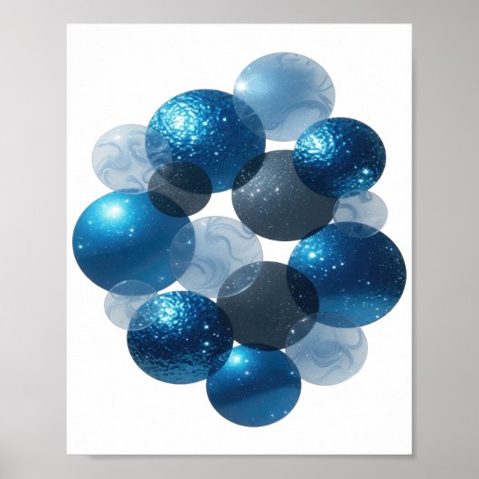 Poster Étoiles bleues argentées modernes (Devant)