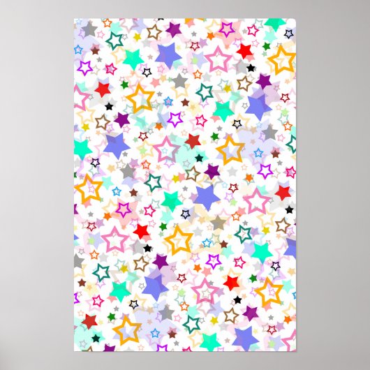 Poster Étoiles colorées blanches (Devant)