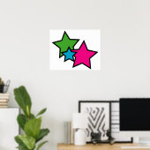 Poster Étoiles colorées néon rétro pour chambre d'enfants (Bureau à domicile)