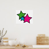 Poster Étoiles colorées néon rétro pour chambre d'enfants (Cuisine)