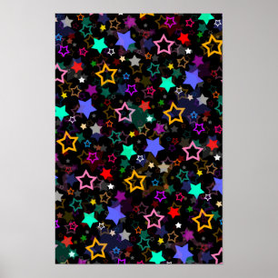 Poster Étoiles Colorées Noires