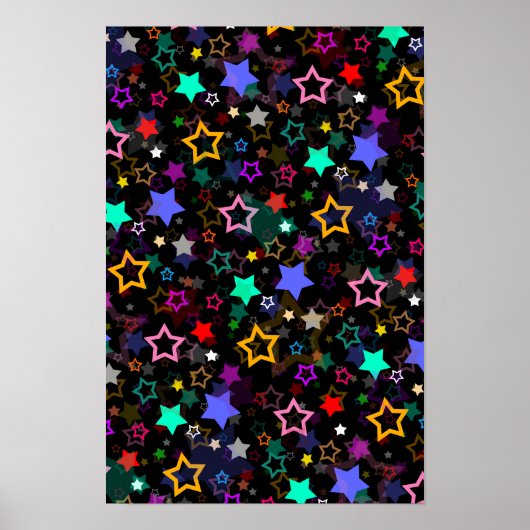 Poster Étoiles Colorées Noires (Devant)