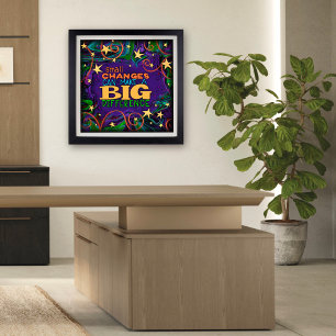 Poster Étoiles colorées Petits changements Inspirant Sall
