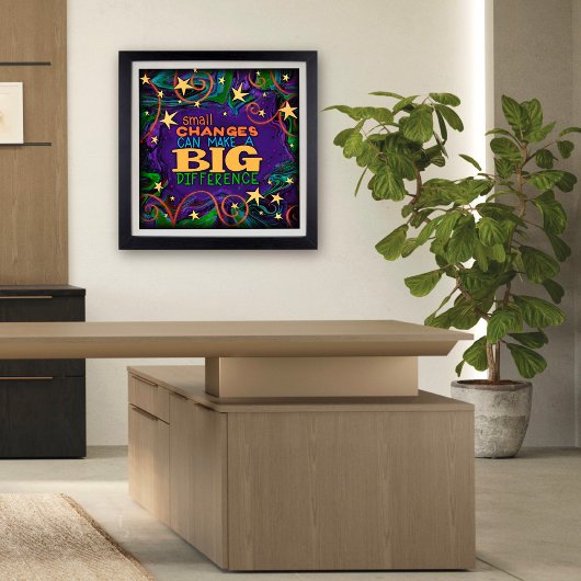 Poster Étoiles colorées Petits changements Inspirant Sall