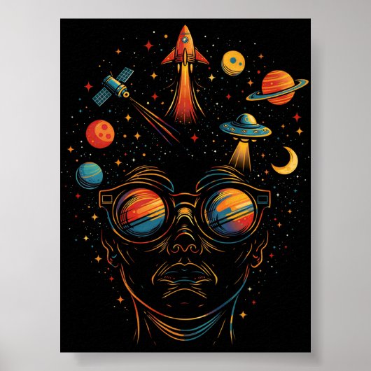 Poster Étoiles dans mes yeux Psychedelic Space Sci-Fi & C (Devant)