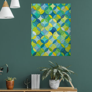 Poster Étoiles de cercle motif imprimé peint à la main pa