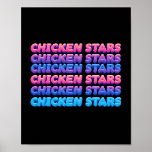 Poster Étoiles de poulet répétitives esthétiques Mème vir