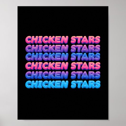 Poster Étoiles de poulet répétitives esthétiques Mème vir (Devant)