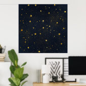 Poster Étoiles D'Or Dans Le Ciel Nocturne (Bureau à domicile)