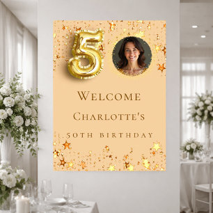 Poster Étoiles dorées pour 50e anniversaire photo de bien