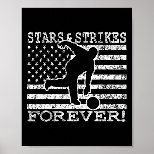 Poster Étoiles Et Grèves Pour Jamais Bowling Drapeau Amér (Devant)