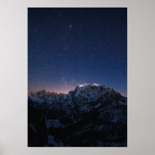 Poster Etoiles et montagnes enneigées
