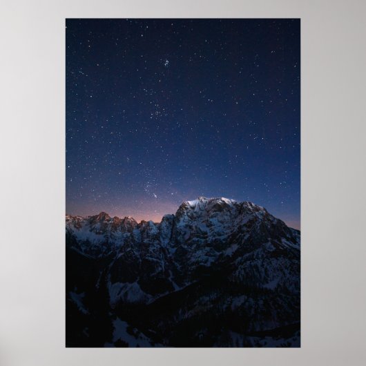 Poster Étoiles et montagnes enneigées (Devant)