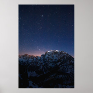 Poster Etoiles et montagnes enneigées
