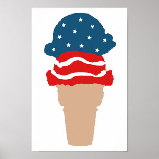 Poster Étoiles et rayures Ice Cream Cone