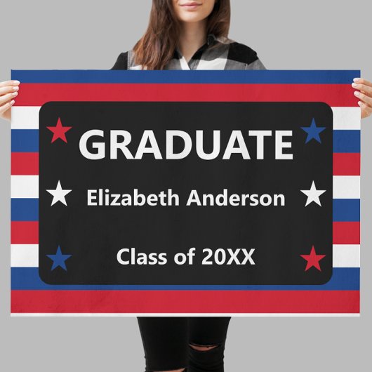 Poster Étoiles et rayures patriotiques Graduation