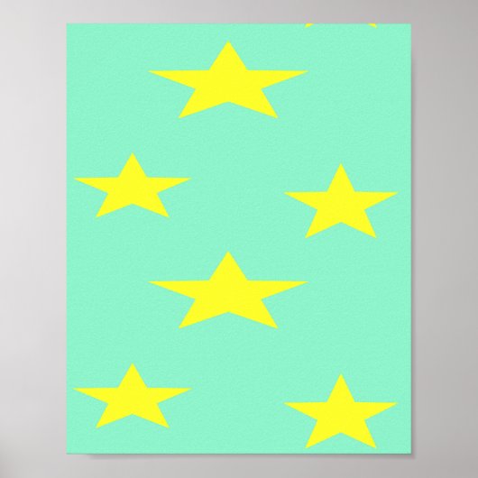 Poster étoiles jaunes sur turquoise (Devant)
