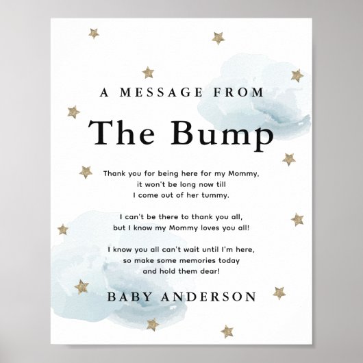 Poster Étoiles & Nuages Bleus Un Message De La Bump (Devant)