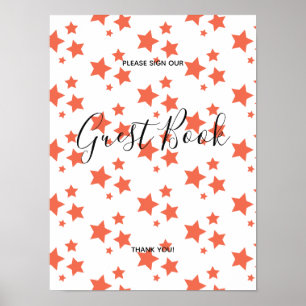 Poster Étoiles orange Conception moderne Livre Signal Aff