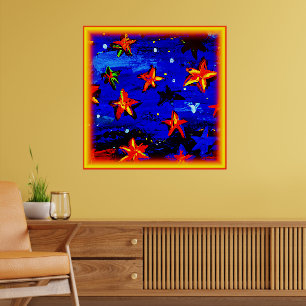 Poster Étoiles Orange De Couleur Lumineuse. Commandez dès
