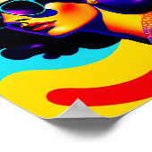 Poster Étoiles psychédéliques et rayures Pop Art Diva (Coin)