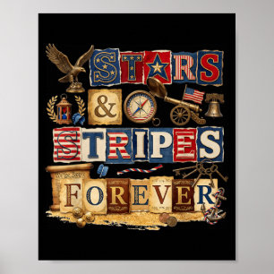 Poster Étoiles Rayures Pour Toujours Patriotique American