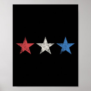 Poster Étoiles rouges blanches bleues du 4 juillet Mignon