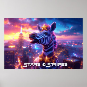 Poster Étoiles sur bandes avec ZEBRA ZANZIBAR