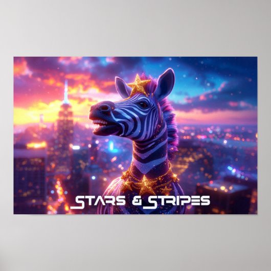 Poster Étoiles sur bandes avec ZEBRA ZANZIBAR (Devant)