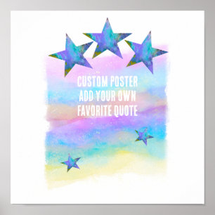 Poster étoiles sur pastel aquarelle art ajouter votre pro