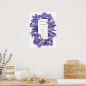 Poster Étonnant violet Irises Aquarelle Floral Mariage (Cuisine)