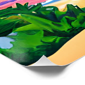 Poster Etonnante aquarelle Palmiers coucher de soleil (Coin)