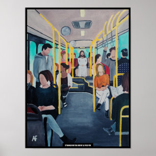 Poster Étranger dans le bus, peinture d'Alfred Fox
