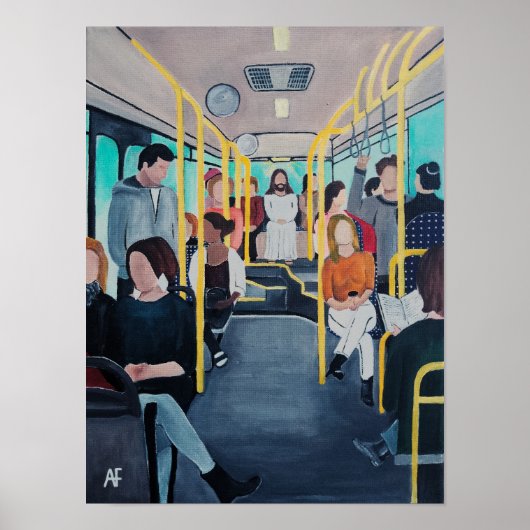 Poster Étranger dans le bus, peinture d'Alfred Fox (Devant)