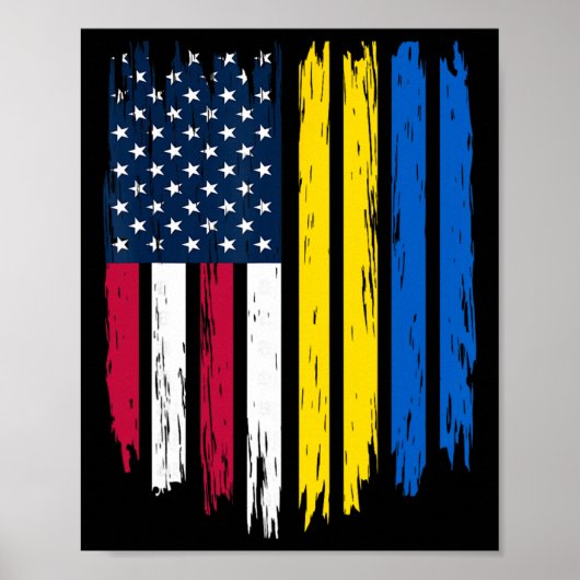 Poster Étranger immigrant - États-Unis Ukraine Drapeau (Devant)